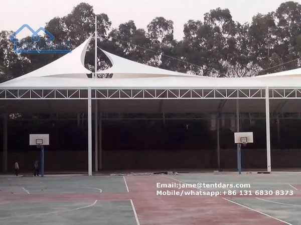Pvdf White Membrane Fabric Basketball Tent Building For Outdoor Permanent Structure Shelter